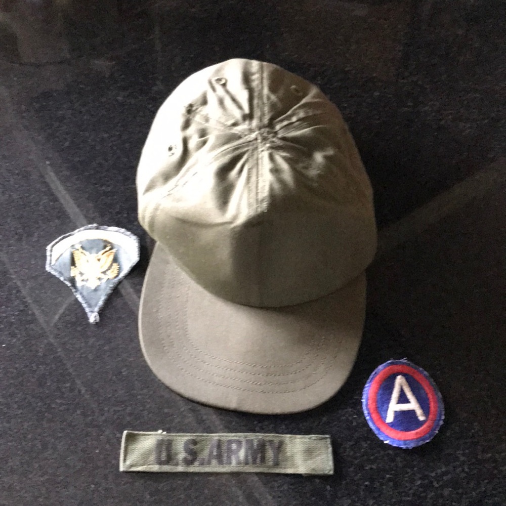 Vintage 1960s US Army Hat w/ Patches Made in Texas
